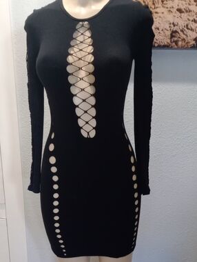 Black Cutout Bodycon Dress - Brand Not Visible